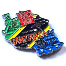Carregar imagem no visualizador da galeria, Imã Tanzânia - Imã Geladeira Metal Tanzânia  com Mapa, Bandeira, Cidades e Símbolos