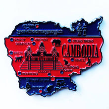 Carregar imagem no visualizador da galeria, Imã Camboja - Imã Geladeira Camboja em Metal com Mapa, Bandeira, Cidades e Símbolos