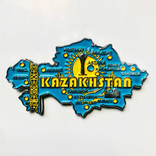 Carregar imagem no visualizador da galeria, Imã Cazaquistão - Imã Geladeira Cazaquistão em Metal com Mapa, Bandeira, Cidades e Símbolos