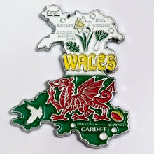 Carregar imagem no visualizador da galeria, Imã País de Gales - Imã Geladeira País de Gales em Metal com Mapa, Bandeira, Cidades e Símbolos