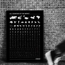 Carregar imagem no visualizador da galeria, Combo - Mapa Mundi com 240 Países por Ordem de Tamanho e Maravilhas da Arquitetura - Preto - A2