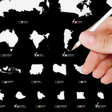 Carregar imagem no visualizador da galeria, Combo - Mapa Mundi com 240 Países por Ordem de Tamanho e Maravilhas da Arquitetura - Preto - A2