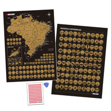 Carregar imagem no visualizador da galeria, Combo Mapa Raspadinha do Brasil e Lista de Raspar 100 Passeios e Experiências - Dourado