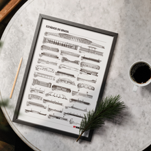 Carregar imagem no visualizador da galeria, Pôster Estádios de Futebol do Brasil por Ordem de Tamanho - Branco - Estilo Minimalista - A2