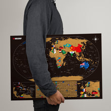 Carregar imagem no visualizador da galeria, Mapa de Raspadinha Flags - Dourado - Mapa de Raspar Viagens com 253 Bandeiras - A2