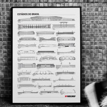 Carregar imagem no visualizador da galeria, Pôster Estádios de Futebol do Brasil por Ordem de Tamanho - Branco - Estilo Minimalista - A2