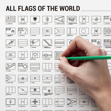 Carregar imagem no visualizador da galeria, Pôster Atlas com 266 Bandeiras de Países e Territórios para Marcar e Colorir - A2