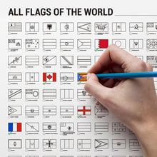 Carregar imagem no visualizador da galeria, Pôster Atlas com 266 Bandeiras de Países e Territórios para Marcar e Colorir - A2