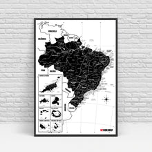 Carregar imagem no visualizador da galeria, Pôster Mapa do Brasil Minimalista com Cidades, Praias, Rios e Ilhas - Branco - A2