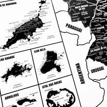 Carregar imagem no visualizador da galeria, Pôster Mapa do Brasil Minimalista com Cidades, Praias, Rios e Ilhas - Branco - A2