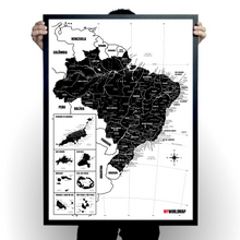 Carregar imagem no visualizador da galeria, Pôster Mapa do Brasil Minimalista com Cidades, Praias, Rios e Ilhas - Branco - A2