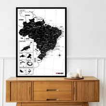 Carregar imagem no visualizador da galeria, Pôster Mapa do Brasil Minimalista com Cidades, Praias, Rios e Ilhas - Branco - A2