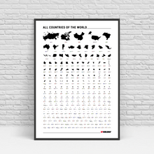 Carregar imagem no visualizador da galeria, Pôster Mapa Mundi com 240 Países por Ordem de Tamanho - Estilo Minimalista - Branco