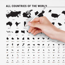 Carregar imagem no visualizador da galeria, Pôster Mapa Mundi com 240 Países por Ordem de Tamanho - Estilo Minimalista - Branco