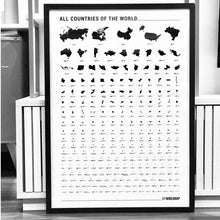 Carregar imagem no visualizador da galeria, Pôster Mapa Mundi com 240 Países por Ordem de Tamanho - Estilo Minimalista - Branco