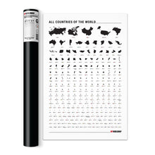 Carregar imagem no visualizador da galeria, Pôster Mapa Mundi com 240 Países por Ordem de Tamanho - Estilo Minimalista - Branco