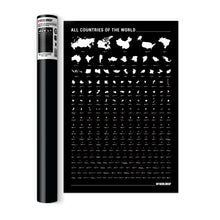 Carregar imagem no visualizador da galeria, Pôster Mapa Mundi com 240 Países por Ordem de Tamanho - Estilo Minimalista - Preto - A2