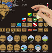 Carregar imagem no visualizador da galeria, Combo Mapa Raspadinha do Brasil e Lista de Raspar 100 Passeios e Experiências - Dourado