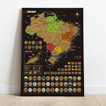 Carregar imagem no visualizador da galeria, Combo Mapa Raspadinha do Brasil e Lista de Raspar 100 Passeios e Experiências - Dourado