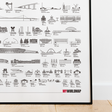 Carregar imagem no visualizador da galeria, Pôster Maravilhas do Brasil por Ordem de Tamanho - Branco - Estilo Minimalista - A2