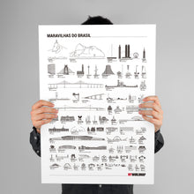 Carregar imagem no visualizador da galeria, Pôster Maravilhas do Brasil por Ordem de Tamanho - Branco - Estilo Minimalista - A2