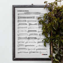 Carregar imagem no visualizador da galeria, Pôster Estádios de Futebol do Brasil por Ordem de Tamanho - Branco - Estilo Minimalista - A2