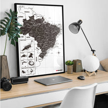 Carregar imagem no visualizador da galeria, Pôster Mapa do Brasil Minimalista com Cidades, Praias, Rios e Ilhas - Branco - A2