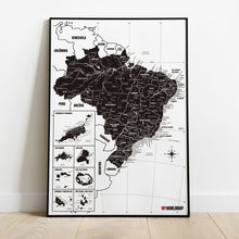 Carregar imagem no visualizador da galeria, Pôster Mapa do Brasil Minimalista com Cidades, Praias, Rios e Ilhas - Branco - A2