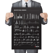 Carregar imagem no visualizador da galeria, Pôster Maravilhas da Arquitetura por Ordem de Tamanho - Preto - A2