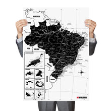 Carregar imagem no visualizador da galeria, Pôster Mapa do Brasil Minimalista com Cidades, Praias, Rios e Ilhas - Branco - A2