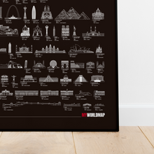 Carregar imagem no visualizador da galeria, Pôster Maravilhas da Arquitetura por Ordem de Tamanho - Preto - A2