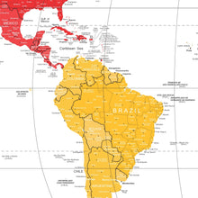 Carregar imagem no visualizador da galeria, Mapa Mundi Viagens Gigante Decorativo - Colorido - Inclui Adesivo Pins - 3.000 Cidades - A1

