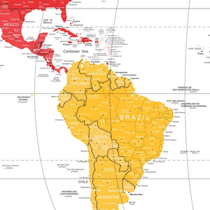 Mapa Mundi Viagens Gigante Decorativo - Colorido - Inclui Adesivo Pins - 3.000 Cidades - A1