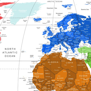 Mapa Mundi Viagens Gigante Decorativo - Colorido - Inclui Adesivo Pins - 3.000 Cidades - A1