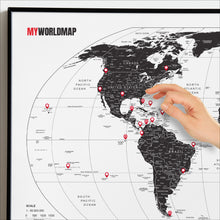 Carregar imagem no visualizador da galeria, Mapa Mundi Viagens Gigante Decorativo - Minimalista - Inclui Adesivo Pins - 3.000 Cidades - A1
