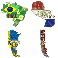 Carregar imagem no visualizador da galeria, Kit 10 (dez) Imãs de Metal de Mapas de Países com Bandeira, Cidades e Símbolos - Escolha os Países da Lista
