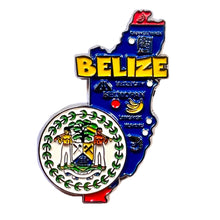 Carregar imagem no visualizador da galeria, Imã Belize - Imã Geladeira Metal Belize com Mapa, Bandeira, Cidades e Símbolos
