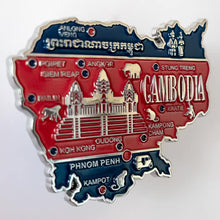 Carregar imagem no visualizador da galeria, Imã Camboja - Imã Geladeira Camboja em Metal com Mapa, Bandeira, Cidades e Símbolos
