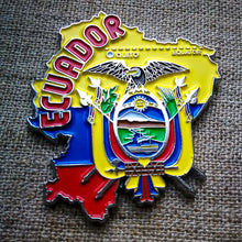 Carregar imagem no visualizador da galeria, Imã Equador - Imã Geladeira Equador em Metal com Mapa, Bandeira, Capital e Símbolos
