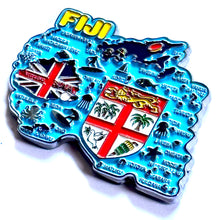 Carregar imagem no visualizador da galeria, Imã Ilhas Fiji - Imã Geladeira Fiji em Metal com Mapa, Bandeira e Símbolos (Cópia)
