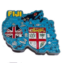 Carregar imagem no visualizador da galeria, Imã Ilhas Fiji - Imã Geladeira Fiji em Metal com Mapa, Bandeira e Símbolos (Cópia)
