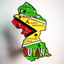 Carregar imagem no visualizador da galeria, Imã Guiana - Imã Geladeira Guiana em Metal com Mapa, Bandeira, Cidades e Símbolos
