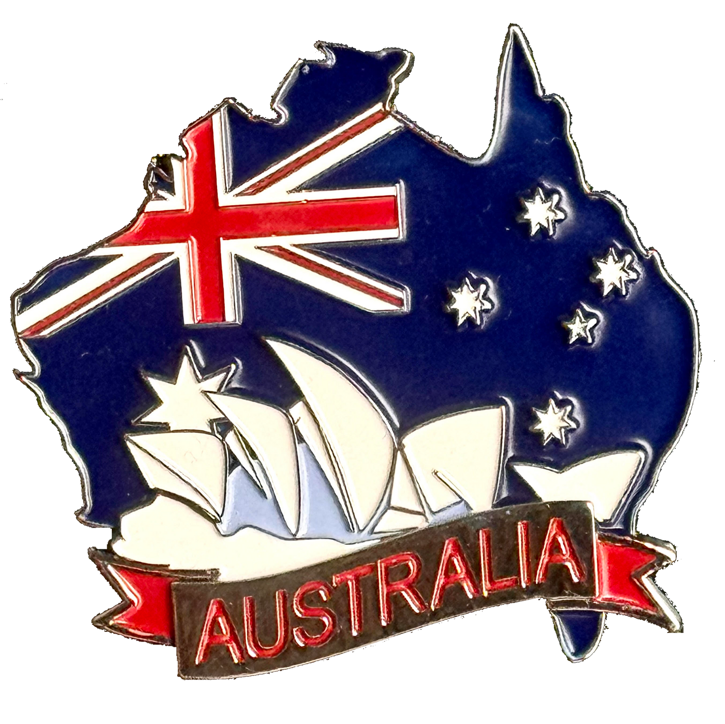 Imã Australia - Imã Geladeira Australia em Metal com Mapa, Bandeira e Símbolos