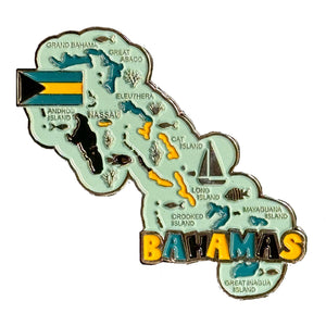 Imã Bahamas - Imã Geladeira Bahamas com Mapa, Bandeira, Cidades e Símbolos