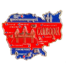 Carregar imagem no visualizador da galeria, Imã Camboja - Imã Geladeira Camboja em Metal com Mapa, Bandeira, Cidades e Símbolos
