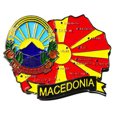 Carregar imagem no visualizador da galeria, Imã Macedônia do Norte - Imã Geladeira Macedônia do Norte em Metal com Mapa, Bandeira, Cidades e Símbolos
