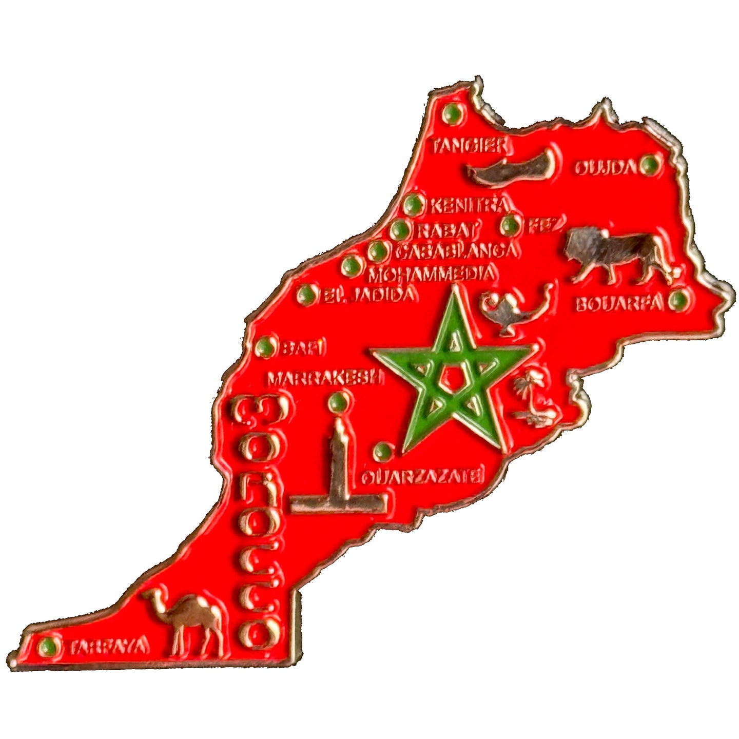 Imã Marrocos - Imã Geladeira Marrocos com Mapa, Bandeira, Cidades e Símbolos