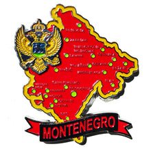 Carregar imagem no visualizador da galeria, Imã Montenegro - Imã Geladeira Montenegro em Metal com Mapa, Bandeira, Cidades e Símbolos
