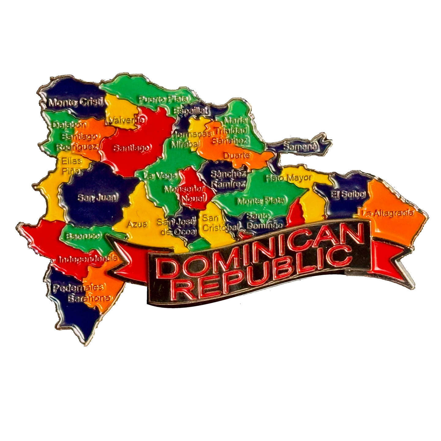 Imã República Dominicana - Imã Geladeira República Dominicana com Mapa, Bandeira, Cidades e Símbolos