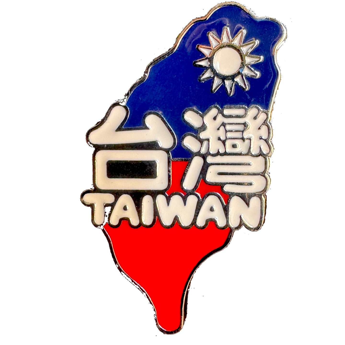 Imã Taiwan - Imã Geladeira Taiwan em Metal com Mapa, Bandeira, Cidades e Símbolos